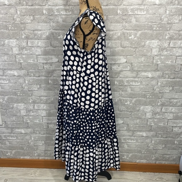 Loft Dotted Flutter Sleeve V-neck Midi Dress - Picture 4 of 10